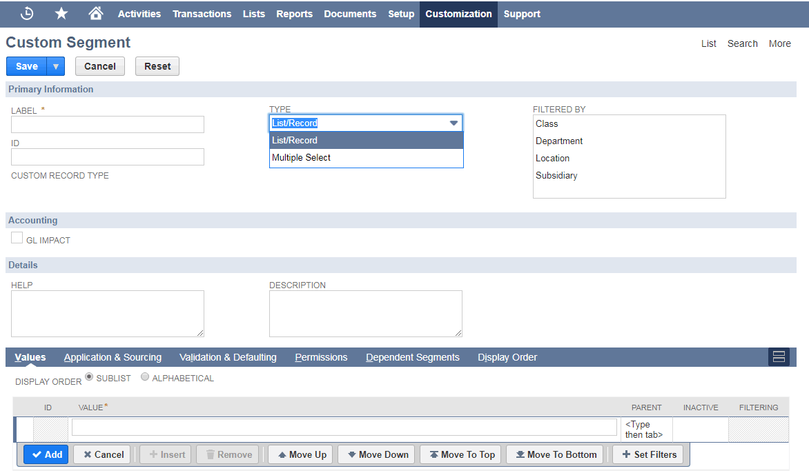 Custom Segments Overview In Netsuite